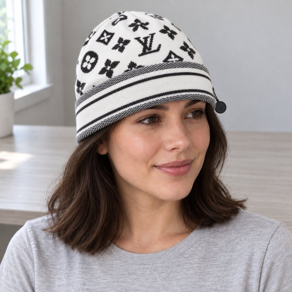 Louis Vuitton White Monogram Beanie - Picture 2 of 6